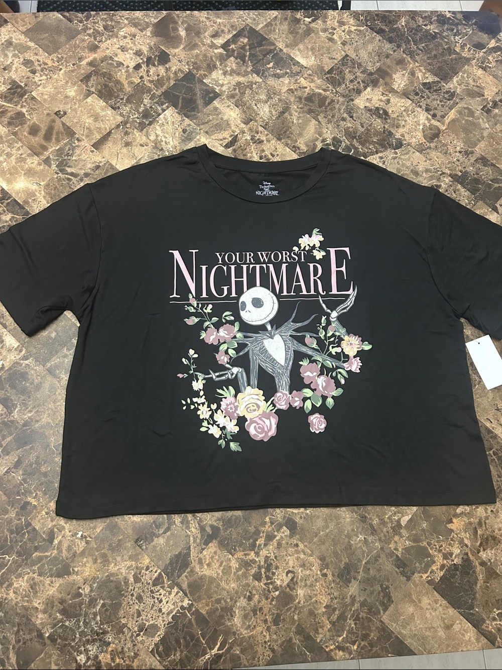 NWT 🆕 Nightmare Before Christmas Black Floral Oversized Graphic Tee size L